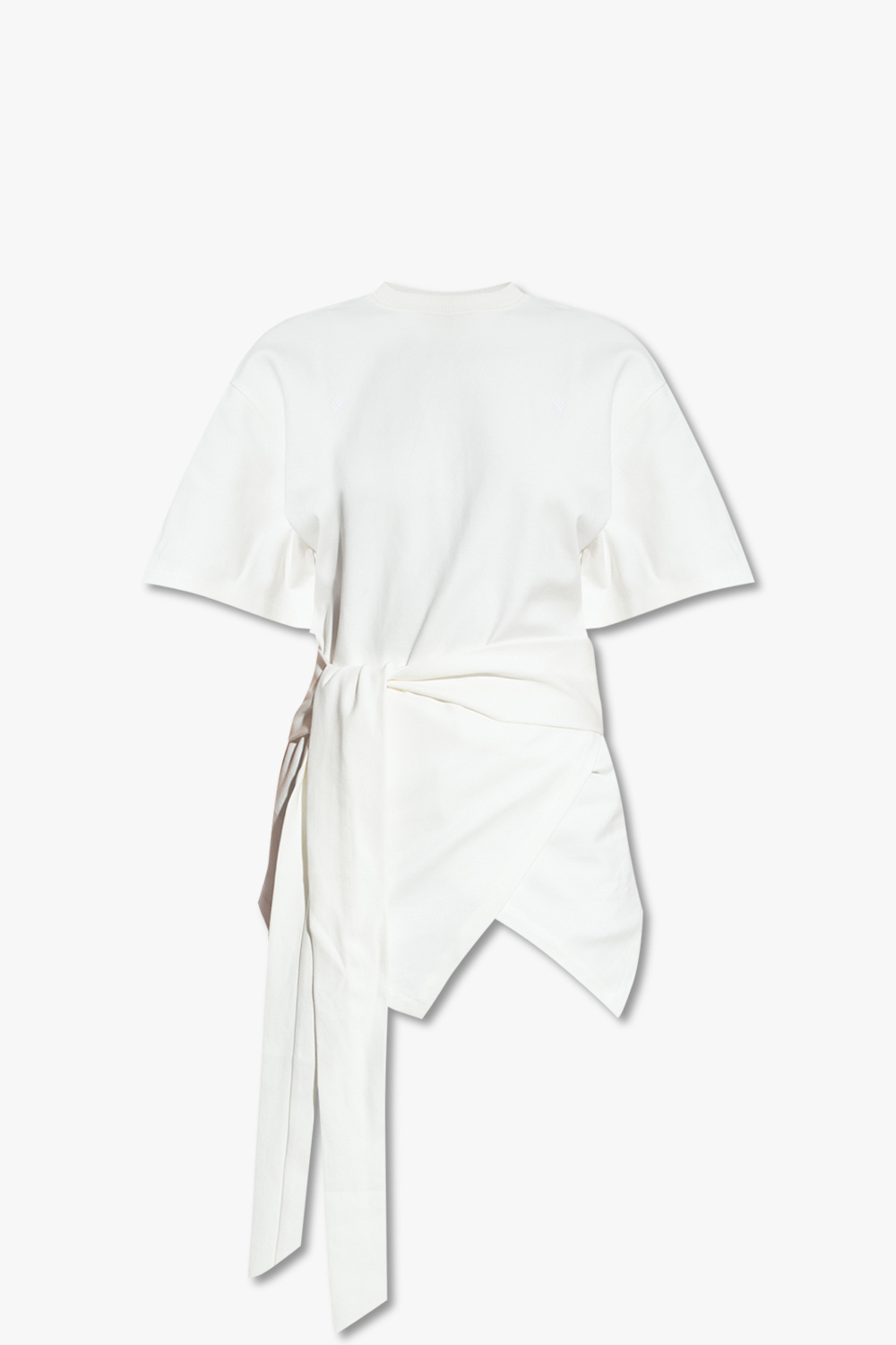 White 'Mabel' asymmetric T - shirt with tie waist The Attico